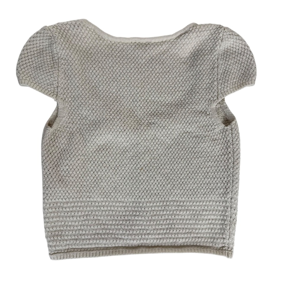 Abercrombie‎ & Fitch Womens XS Cream Button Up Short Sleeve Cropped Knit Top - Picture 2 of 6